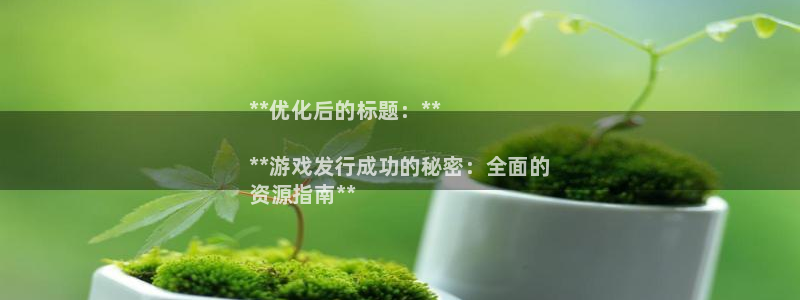 顺盈娱乐革7O777：**优化后的标题：**

**游戏发行成功的秘密：全面的
资源指南**